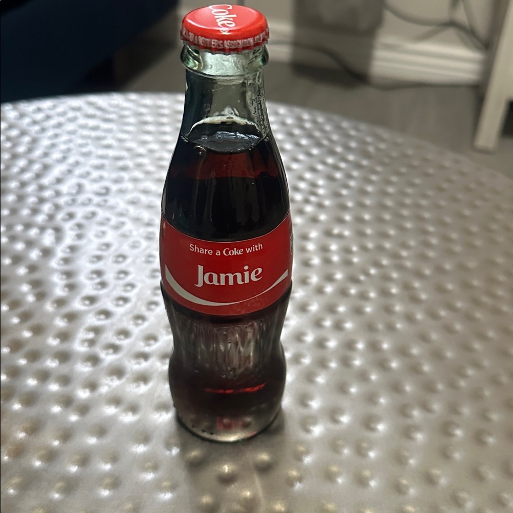 Coca-Cola Red and White Glass Bottle -Jamie - Picture 2 of 3